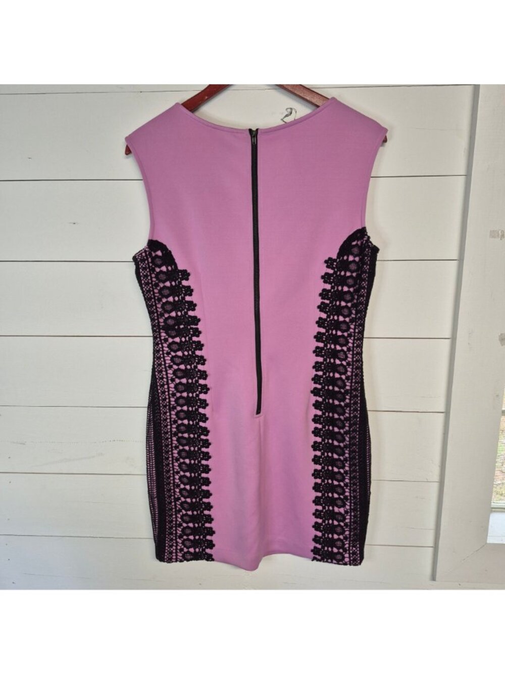 Moon Collection Women's Sleeveless Pink & Black Lace Panel Sheath Dress Size L - Picture 6 of 7